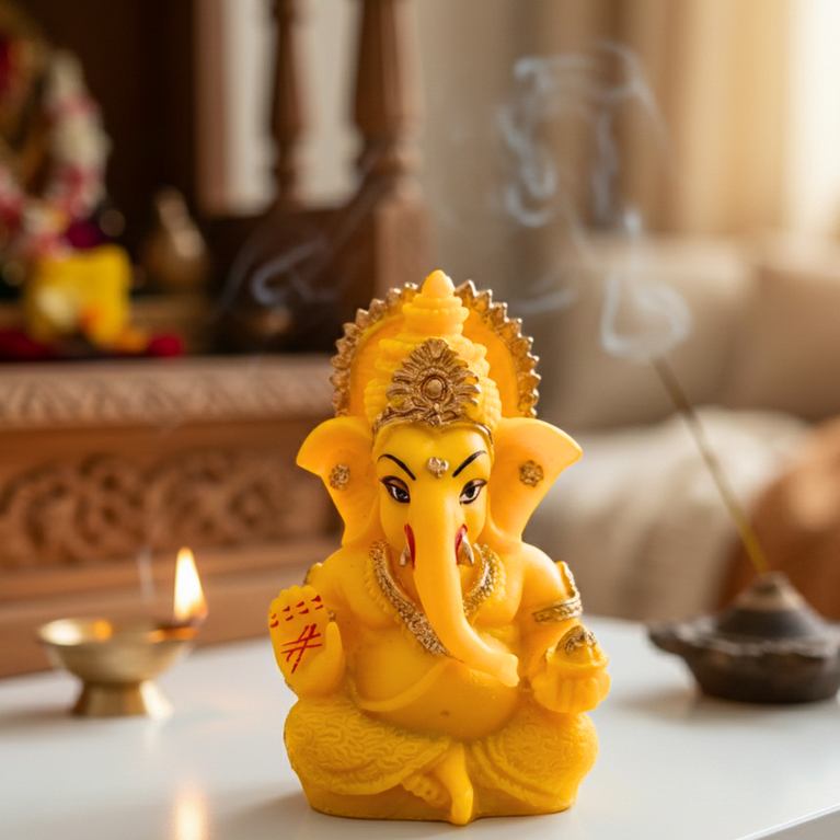 Lord Ganesha | Car Dashboard Ganesha Idol (5 color) | 5 x 3 x 9 cms (L x B x H) | Table Decor | Ganesha Idol for car | Car Decor Figurine