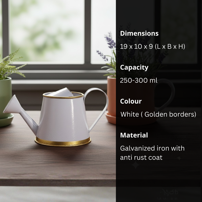 Plants Watering Can | 19 x 10 x 9 cms | 300 ml | Metal, Rust Free | Mini Watering can | Watering can for Kids | Gardening Equipment