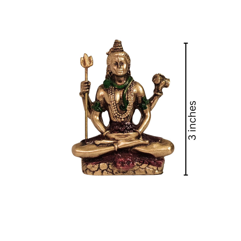 Shiva Meditating Pose Resin Figurine (Dhyan Shiva) | 7x4x8 cms Compact Decorative Idol | Home & Office Decor, Car Dashboard Statue | Golden-Multicolour | Dhyan Mahadev | Adiyogi Shiva