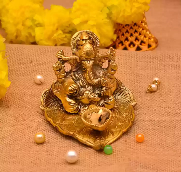 Golden Patta Ganesh Statue | God Idol | Brass | Pooja