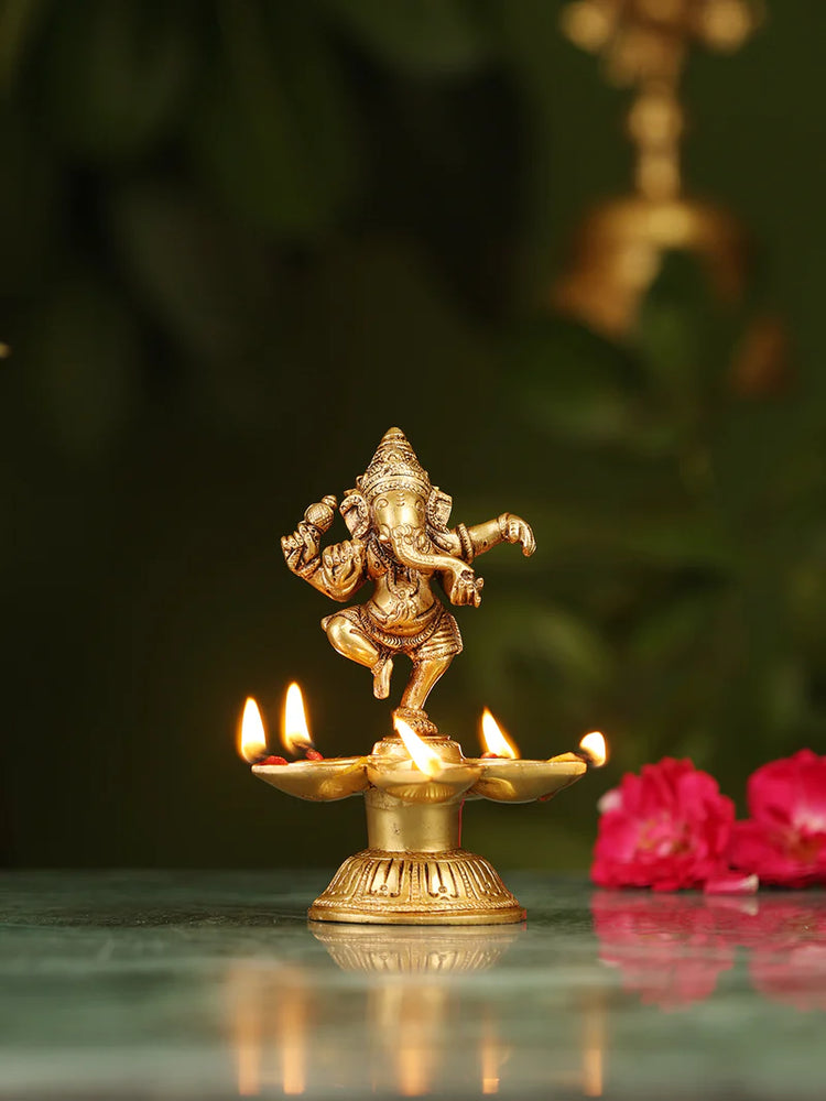 Ganesh Deepak | 5 Batti Deepak Ganesh | God Idol | Pooja Item | Brass