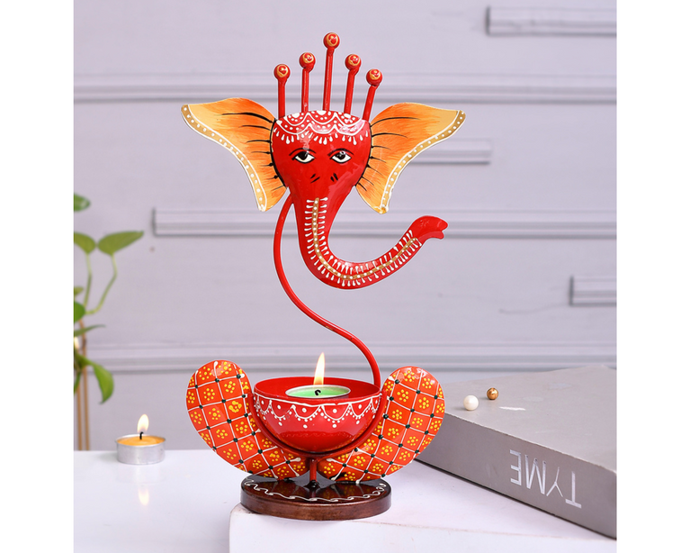 Ganesh T-Lite Orange | Table Decor