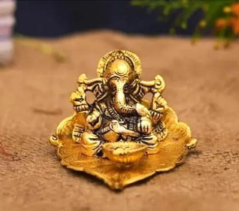 Golden Patta Ganesh Statue | God Idol | Brass | Pooja