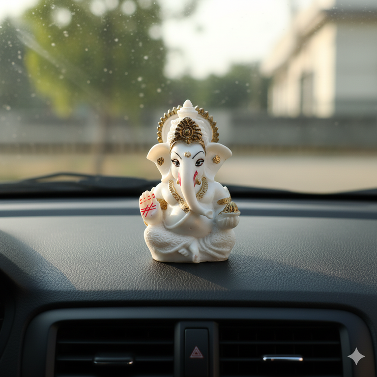 Lord Ganesha | Car Dashboard Ganesha Idol (5 color) | 5 x 3 x 9 cms (L x B x H) | Table Decor | Ganesha Idol for car | Car Decor Figurine