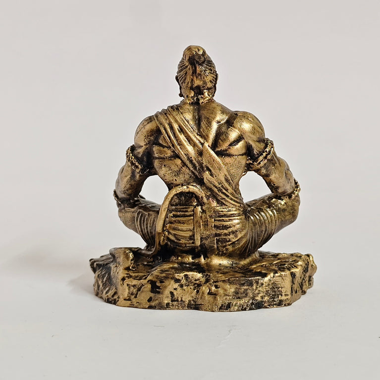 Dhyan Hanuman Idol for Home and Car Decor | Meditation Pose Resin Statue for Car Dashboard, Office & Temple | Hanuman Ji, Bajrang Bali | Antique Golden Matt Finish Murti (9.5 × 7.5 × 11 cm)