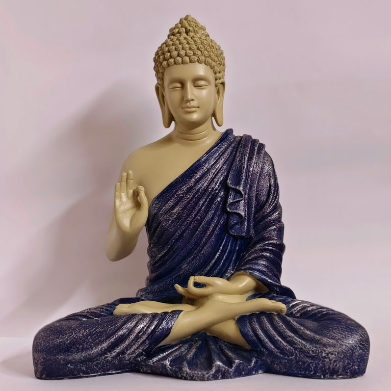 Blessing Buddha Statue | 15 inches | Blue | Teal Blue| Dark Blue| Chocolate | Orange | Light Orange| Blue Gray| Gold | Table Decor