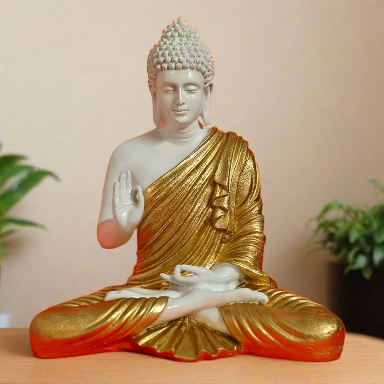 Blessing Buddha Statue | 15 inches | Blue | Teal Blue| Dark Blue| Chocolate | Orange | Light Orange| Blue Gray| Gold | Table Decor