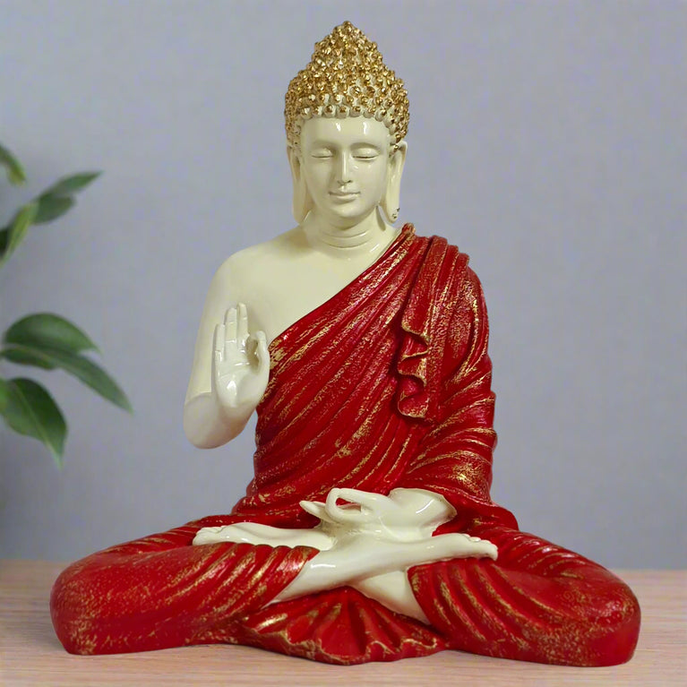 Blessing Buddha Statue | 15 inches | Blue | Teal Blue| Dark Blue| Chocolate | Orange | Light Orange| Blue Gray| Gold | Table Decor