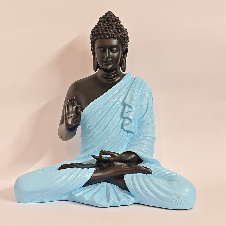 Blessing Buddha Statue | 15 inches | Blue | Teal Blue| Dark Blue| Chocolate | Orange | Light Orange| Blue Gray| Gold | Table Decor