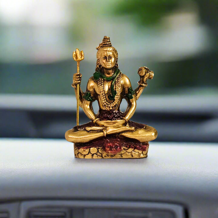 Blessing Adiyogi Shiva | Brass look Shiva| Car Dashboard| Table Decor| God Idol