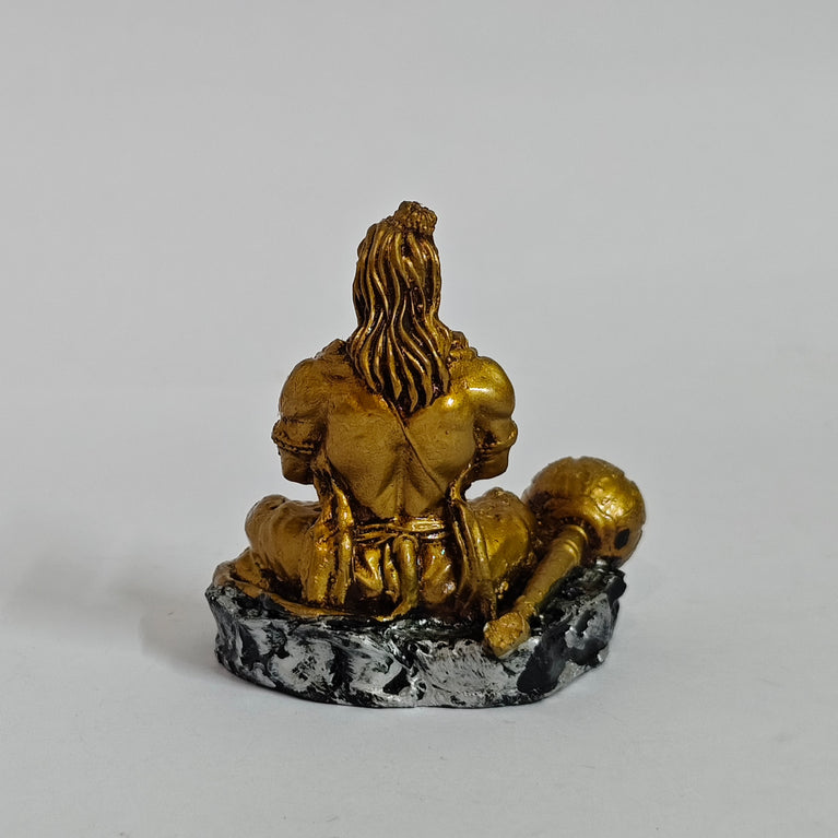 Hanuman Ji Idol for Car Dashboard – Dhyan Pose | Meditation Hanuman Ji | Premium Resin Murti for Home Temple, Office Desk & Gift | 9 x 7 x 9 cm Golden Showpiece | Housewarming