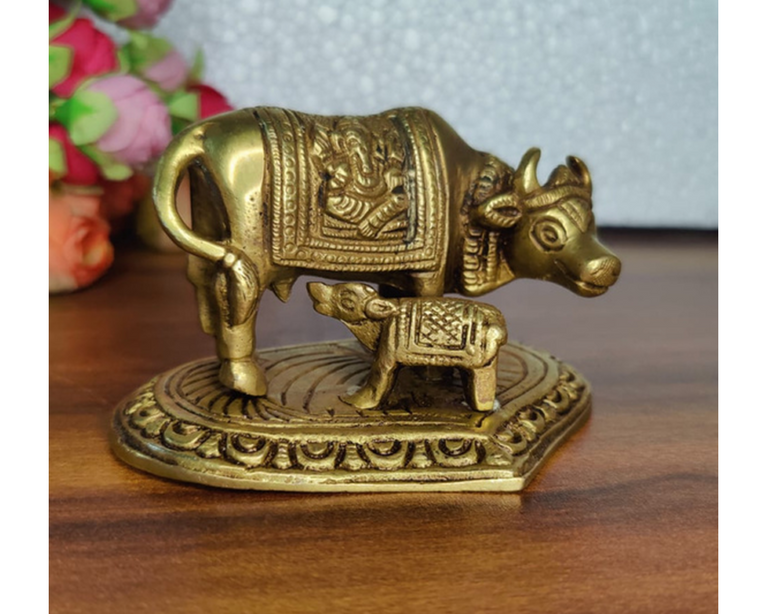 Kamdhenu (Cow with Calf) | table Decor | God Idol