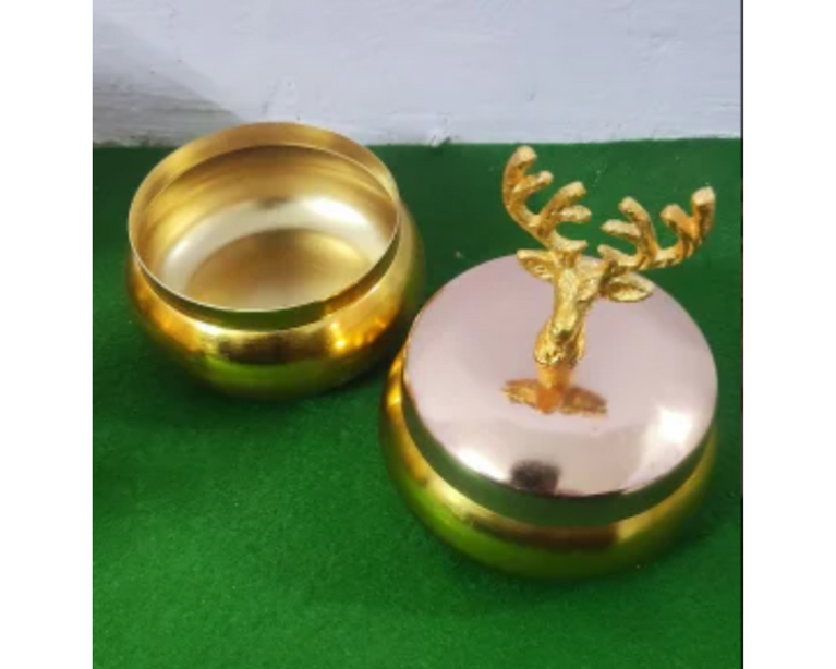 Metal Dry Fruit Box - Gold and copper platting