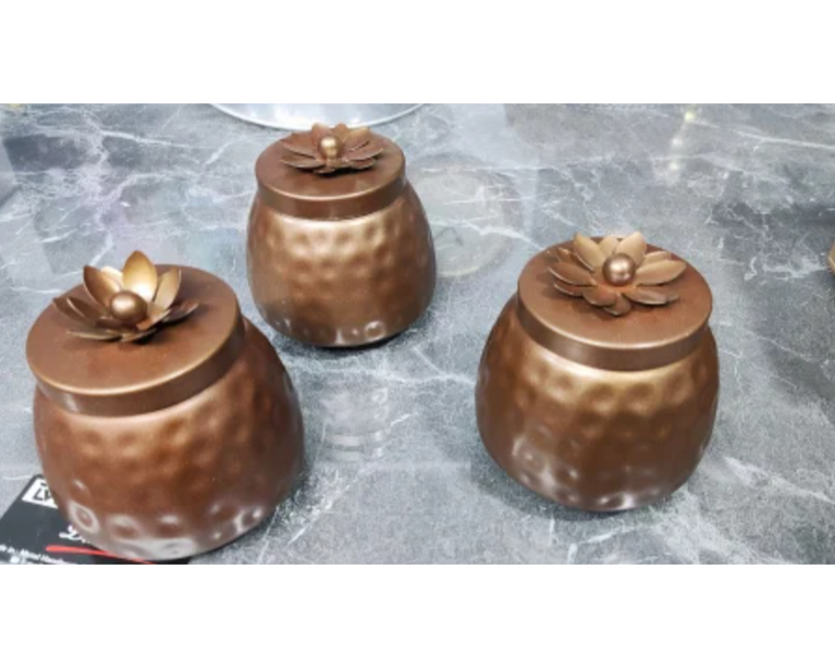 Metal Dry Fruit Jars Copper finish
