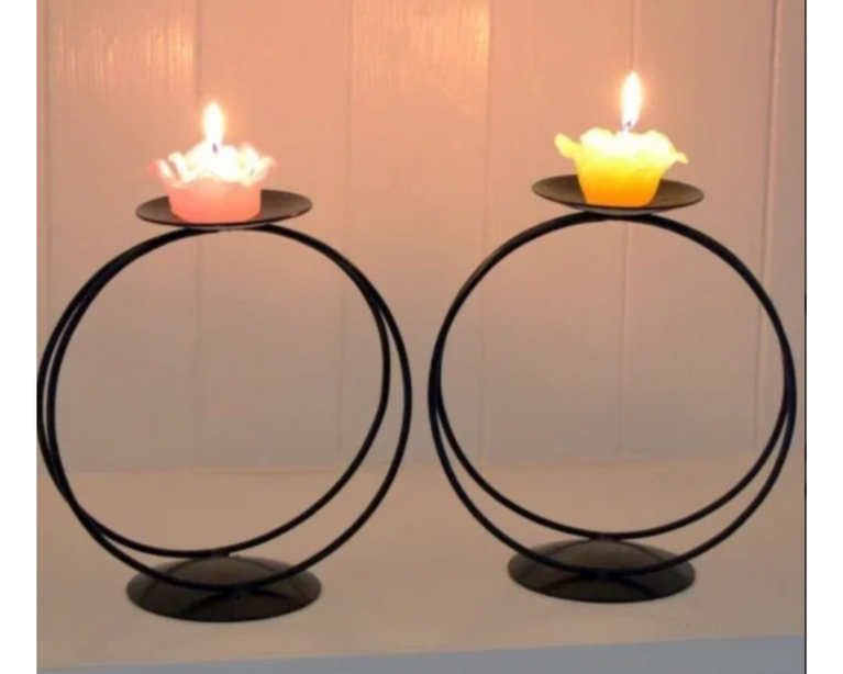 Metal T Light Candle Holder BLACK