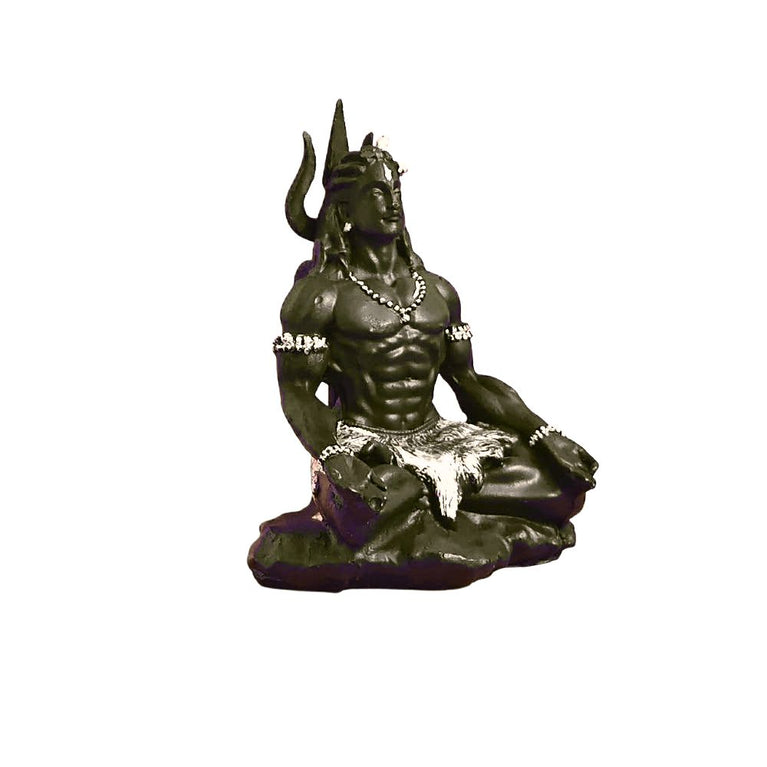 Dhyan Shiva for car Dashboard and Home | 9cms x 7cms x 11cms (LxBxH) | Car Dashboard mahayogi, adiyogi | Housewarming Gift | Car Dashboard Idol | Resin | Table Decor (Black)