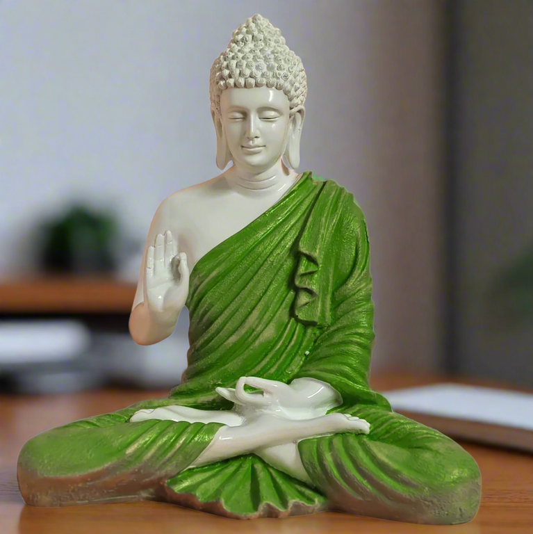 Blessing Buddha Statue | 15 inches | Blue | Teal Blue| Dark Blue| Chocolate | Orange | Light Orange| Blue Gray| Gold | Table Decor