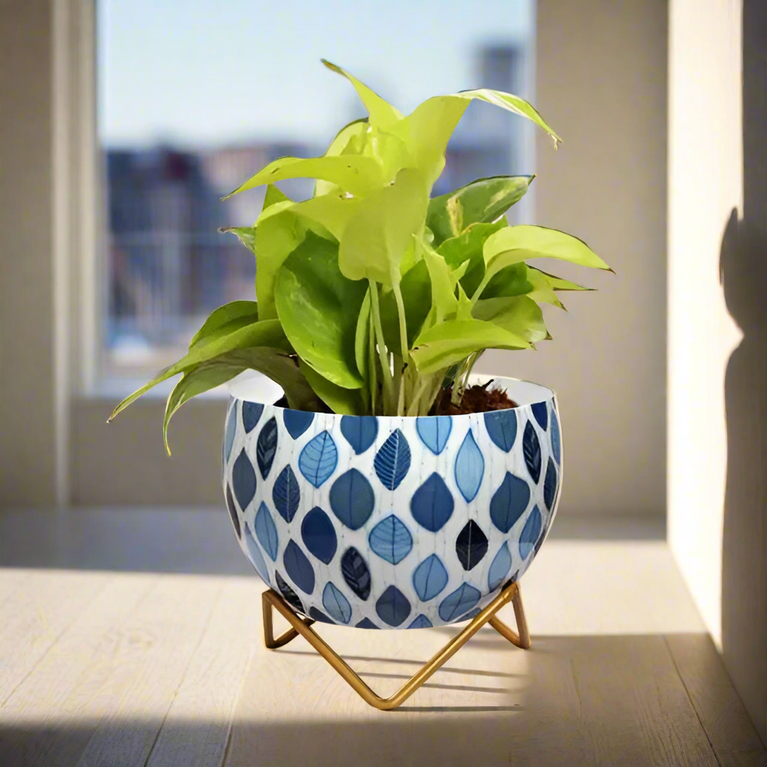 Metal Flower Vase Planter Pot with Stand & Drainage Hole, Pots for Plants, Plant Pots for Home Decoration, Succulent Pot, Indoor Planter Balcony Garden Decor| Gardening| Planter