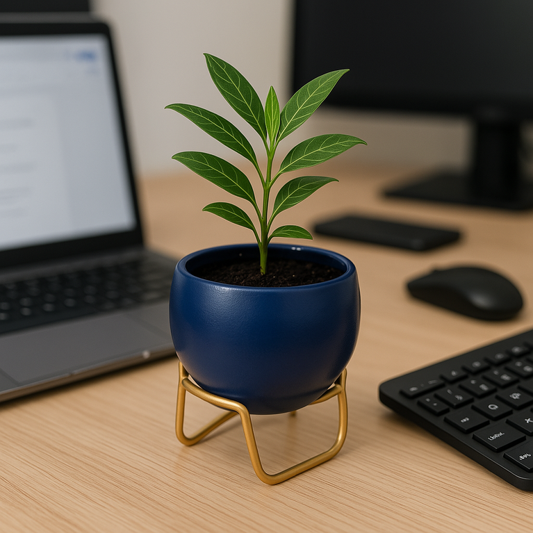 Apple Miniature Metal Planter | Matt Finish | 3.5″ Elegant Triangular Stand | Planter | Gifting