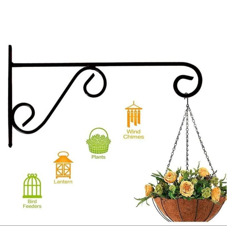Iron Plants Hanging Bracket (Set of 4) | Flower Shape Wall Mounted Hanger | Gardening