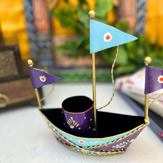 Blue Boat Pen Stand | Table Decor