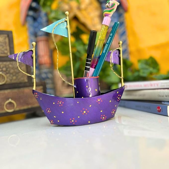 Blue Boat Pen Stand | Table Decor