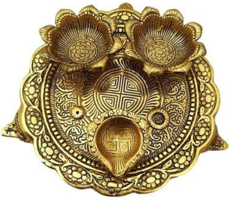 Medium Pooja Thali 2 + 1 | Pooja Items | Brass | Metal Handicrafts