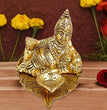 Kuber with Diya on Pipal Leaf | God Idol | Metal Handicraft | Brass