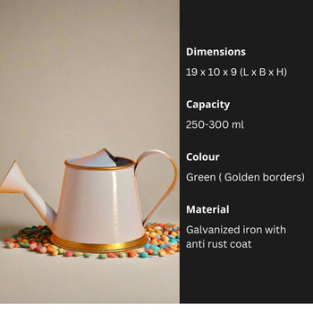Plants Watering Can | 19 x 10 x 9 cms | 300 ml | Metal, Rust Free | Mini Watering can | Watering can for Kids | Gardening Equipment