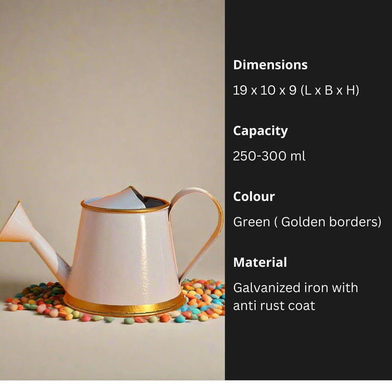Plants Watering Can | 19 x 10 x 9 cms | 300 ml | Metal, Rust Free | Mini Watering can | Watering can for Kids | Gardening Equipment