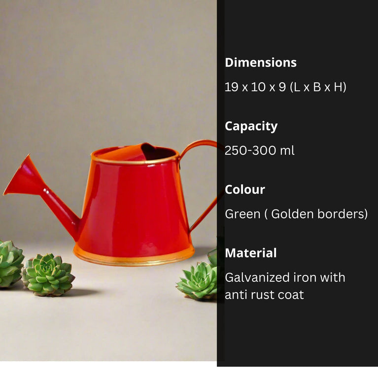 Plants Watering Can | 19 x 10 x 9 cms | 300 ml | Metal, Rust Free | Mini Watering can | Watering can for Kids | Gardening Equipment