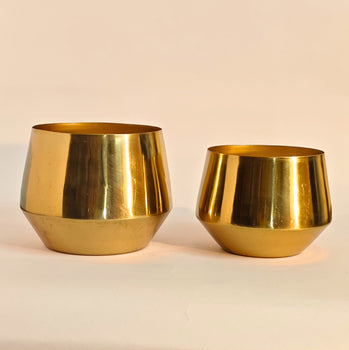 Home Decor Premium Golden Glossy Metal Planter Set | Planter set of 2 | Gardening | Planters