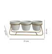 Tabletop 3 Tier White Tuscan Style Metal Planter Flower Pot with Golden Plane Stand | Planter Indoor Office Garden Balcony Living Room Outdoor Plants Set of 3 POTS (White)|  Gardening | Planters
