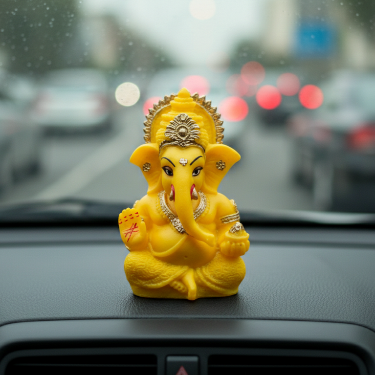 Lord Ganesha | Car Dashboard Ganesha Idol (5 color)  | 5 x 3 x 9 cms (L x B x H) | Table Decor | Ganesha Idol for car | Car Decor Figurine