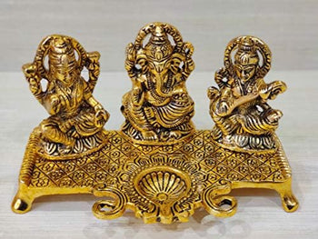 Laxmi Ganesh Sarawati Diya | Brass | Pooja