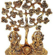Metal Laxmi Ganesh Idol with Tree and Diya for Puja Home | Laxmi | Ganesh | God Idol | Metal Handicraft