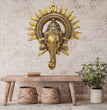 Golden Lord Ganesha with Sun Decorative Metal Decorative Showpiece | Wall Decor | Brass | Metal Handicrafts