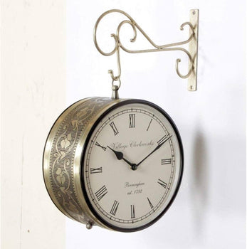 Premium Vintage Railway Station Double Sided Brass Clock for Home | Home Decor | Clock | Wall Decor