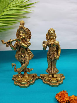 Brass Radha Krishna Idol Statue Decor Figurine | God Idol | Pooja Item | Metal Handicraft