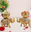 Brass Metal Elephant Top Dryfruit Bowl | Brass | Metal Handicraft | Urli | Dry Fruits Holder
