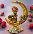 Krishna On Moon Playing Basuri Flute | Chand Gopal | Brass | Metal Handicrafts | God Idol
