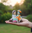 Radha Krishna Resin Idol for Car Dashboard & Home Decor | Handcrafted Mini Murti Showpiece | Spiritual Gift for Diwali, Housewarming & Puja | 10 × 6 × 9 cm