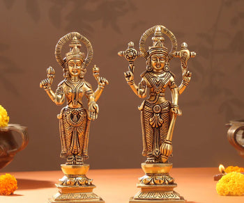 Laxmi Narayan Statue | Brass | Vishnu Lakshmi Ji |Metal Handicraft | God Idol