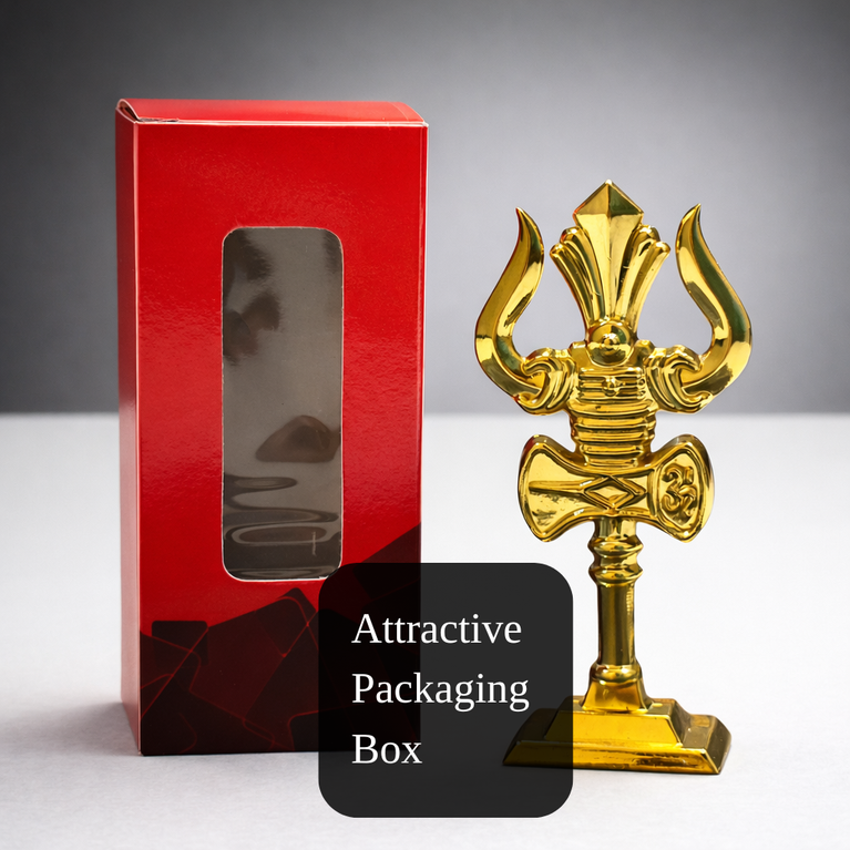 The Craftified Metal Trishul for Car Dashboard & Home Mandir | Compact 9 cm Lord Shiva Trishul Idol | Auspicious Decorative & Spiritual Gift | 4.5 x 2 x 9.5 cms (Gold)