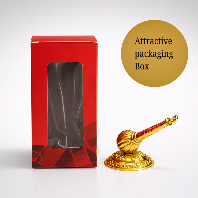 The Craftified Hanuman Gada Golden Metal Showpiece with “Jai Shri Ram” Engraving | Mini Religious Idol for Home Mandir, Office Desk & Car Dashboard | Spiritual Gift (8×4×5 cm)