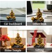 Hanuman Ji Idol for Car Dashboard – Dhyan Pose | Meditation Hanuman Ji | Premium Resin Murti for Home Temple, Office Desk & Gift | 9 x 7 x 9 cm Golden Showpiece | Housewarming