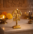 The Craftified Metal Trishul for Car Dashboard & Home Mandir | Compact 9 cm Lord Shiva Trishul Idol | Auspicious Decorative & Spiritual Gift | 4.5 x 2 x 9.5 cms (Gold)