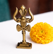 The Craftified Metal Trishul for Car Dashboard & Home Mandir | Compact 9 cm Lord Shiva Trishul Idol | Auspicious Decorative & Spiritual Gift | 4.5 x 2 x 9.5 cms (Gold)
