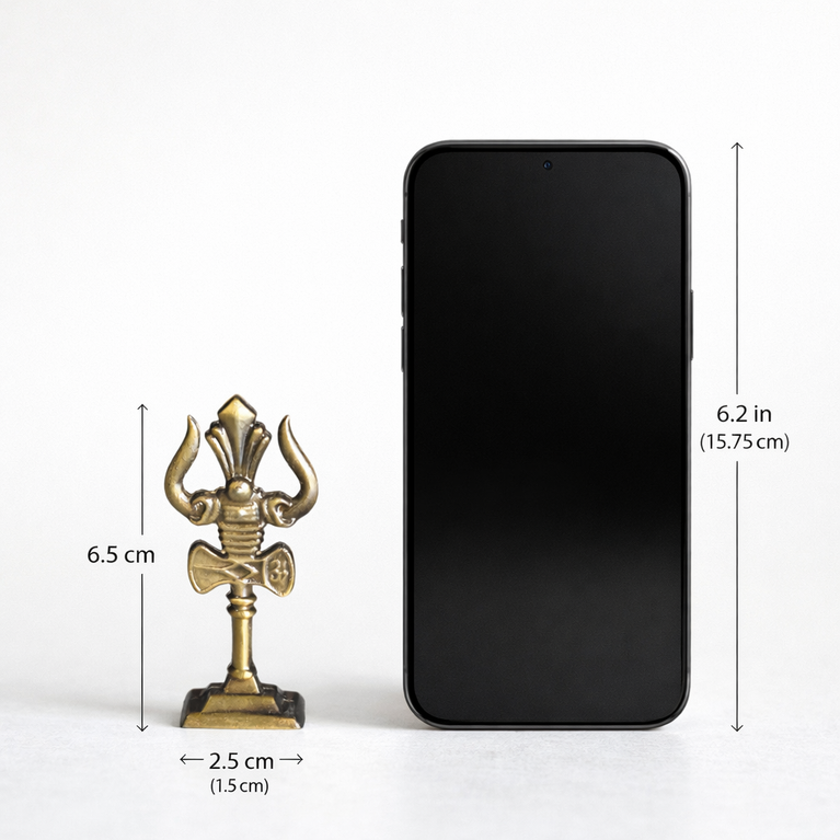 The Craftified Metal Trishul for Car Dashboard & Home Mandir | Compact 9 cm Lord Shiva Trishul Idol | Auspicious Decorative & Spiritual Gift | 4.5 x 2 x 9.5 cms (Gold)