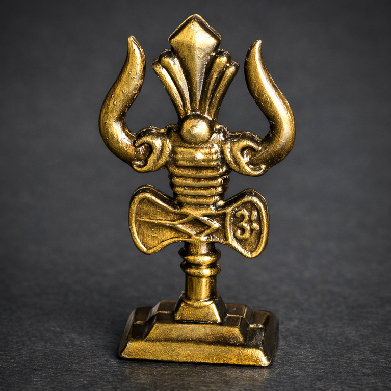 The Craftified Metal Trishul for Car Dashboard & Home Mandir | Compact 9 cm Lord Shiva Trishul Idol | Auspicious Decorative & Spiritual Gift | 4.5 x 2 x 9.5 cms (Gold)
